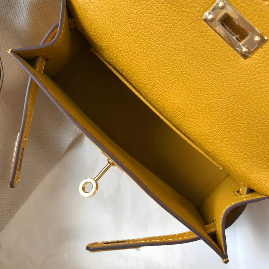 Hermes Kelly Mini II Bag Yellow Epsom with Gold Hardware 19