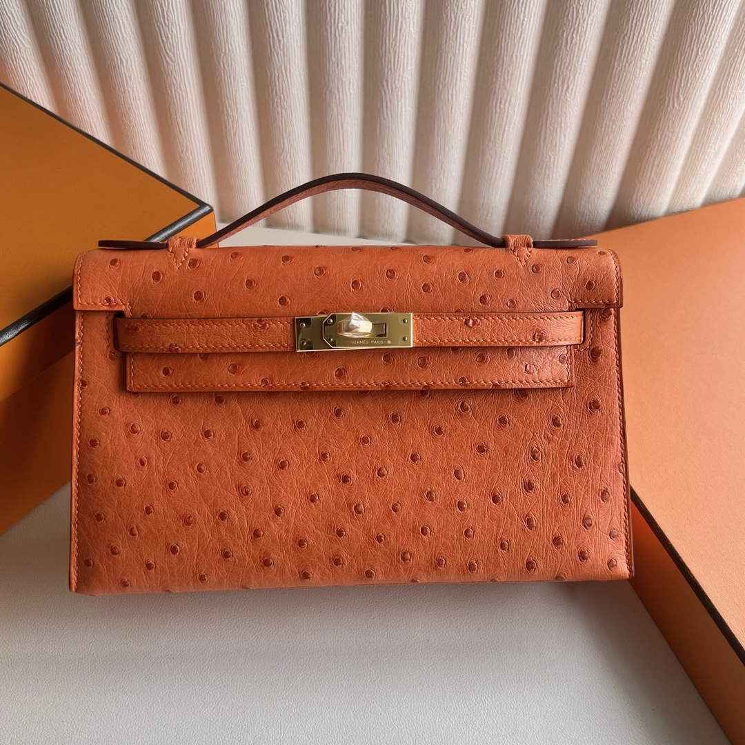 Hermès Kelly Pochette, Kelly Cuts Ostrich Leather
