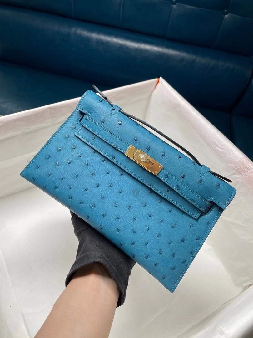 Hermès Kelly Pochette, Kelly Cuts Ostrich Leather