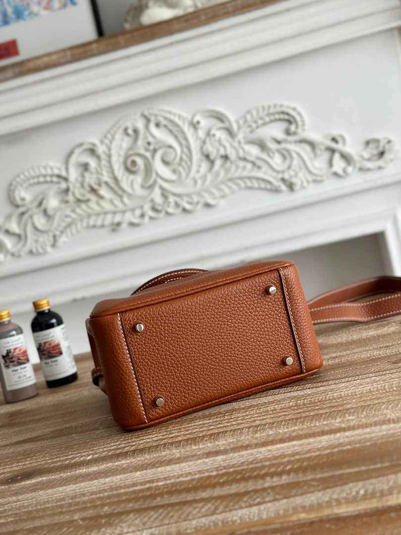 Hermes Lindy Mini Bag Togo Leather Brown Silver H68601