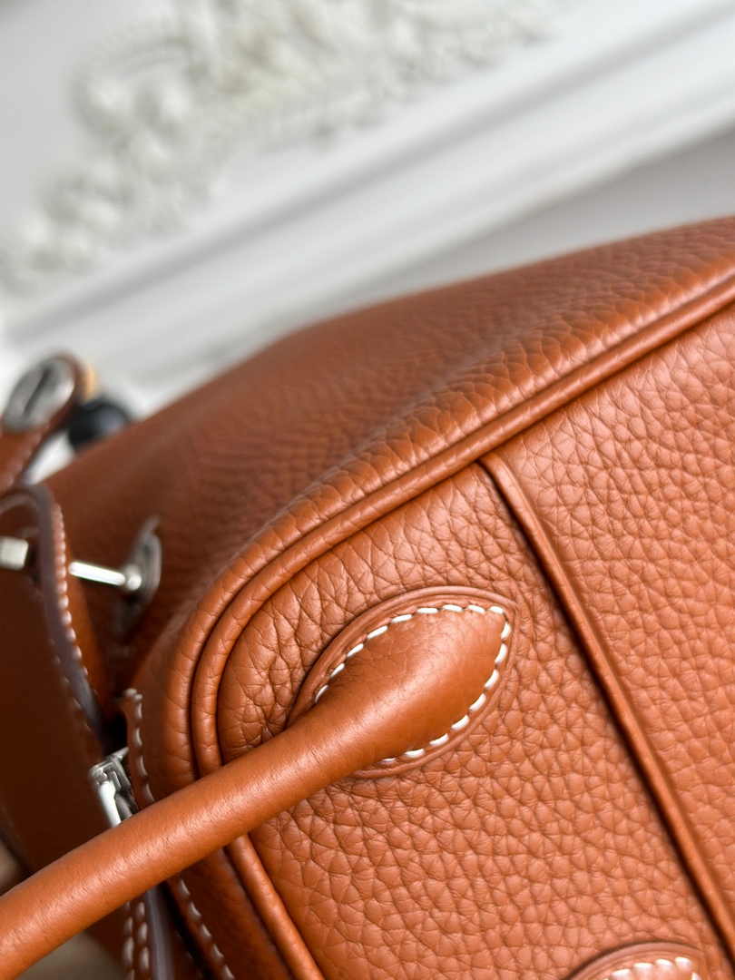 Hermes Lindy Mini Bag Togo Leather Brown Silver H68601