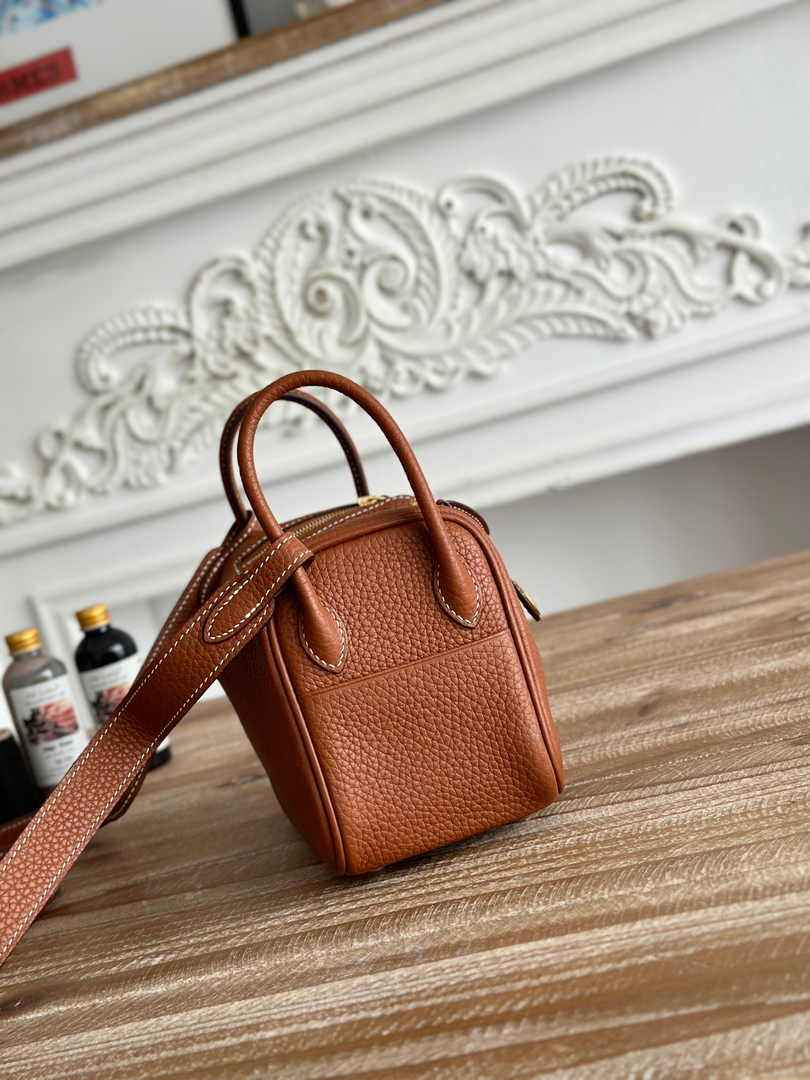 Hermes Lindy Mini Bag Togo Leather Brown Gold H68600