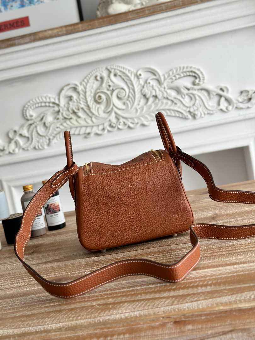 Hermes Lindy Mini Bag Togo Leather Brown Gold H68600