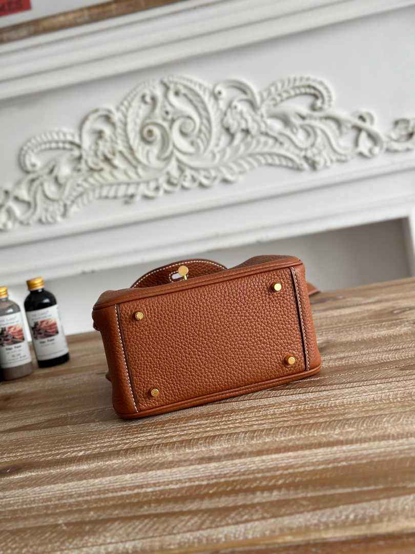 Hermes Lindy Mini Bag Togo Leather Brown Gold H68600