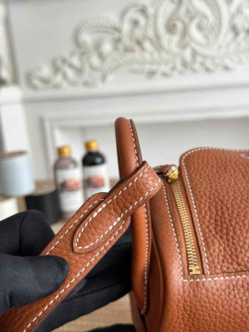 Hermes Lindy Mini Bag Togo Leather Brown Gold H68600