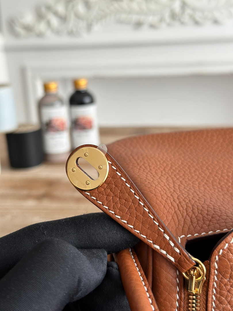 Hermes Lindy Mini Bag Togo Leather Brown Gold H68600