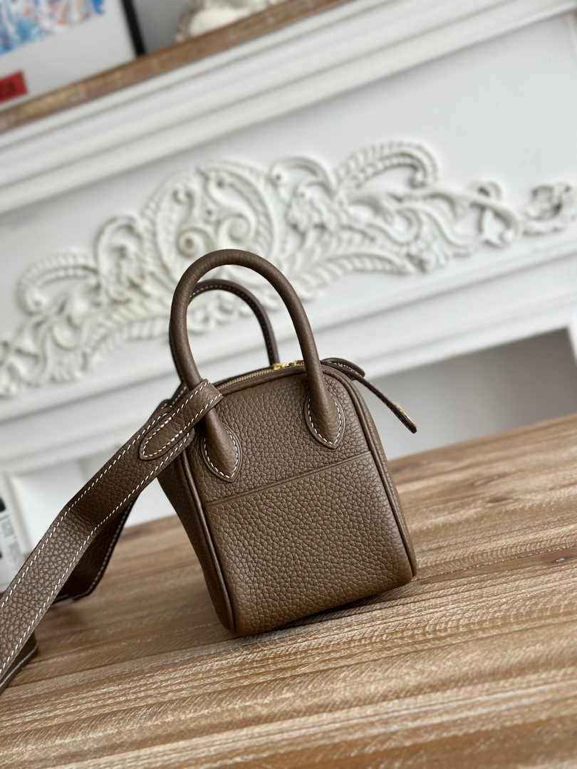 Hermes Lindy Mini Bag Togo Leather Gray Gold H68602