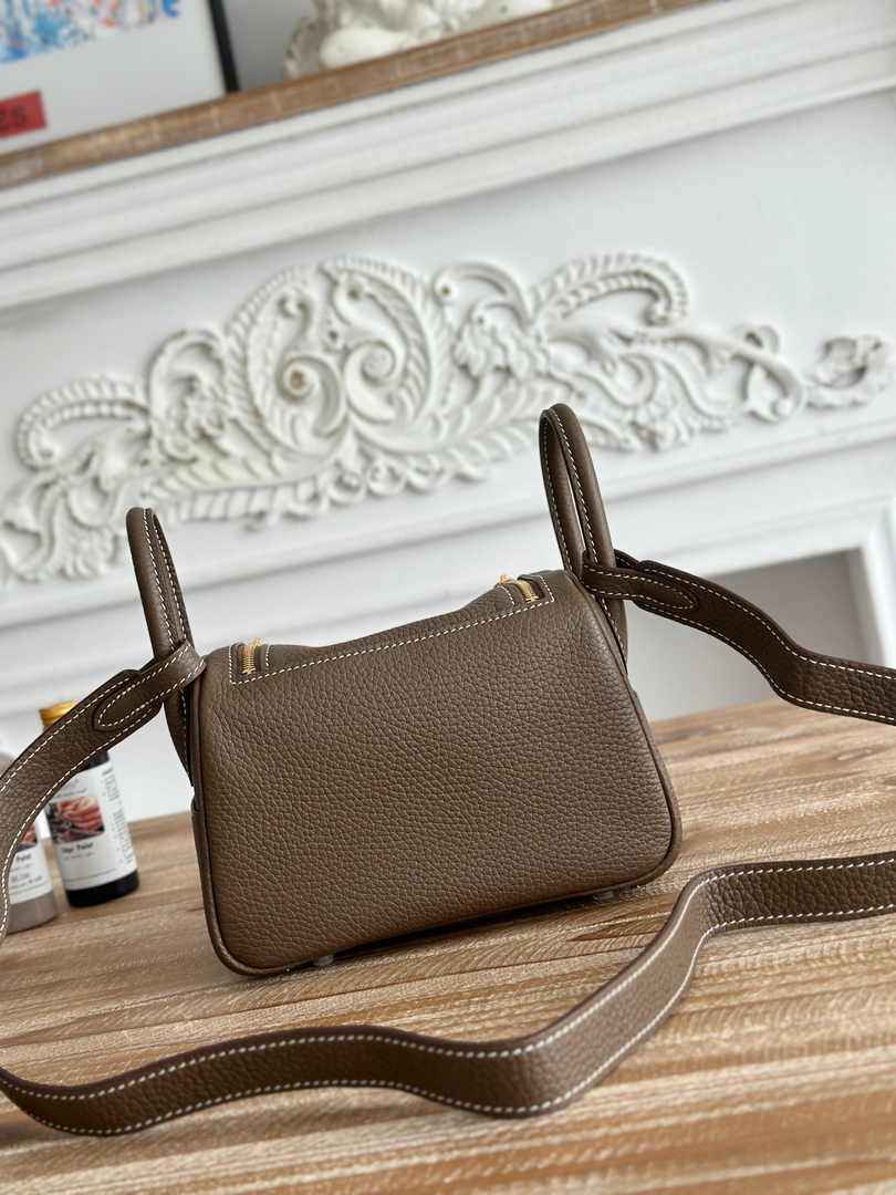 Hermes Lindy Mini Bag Togo Leather Gray Gold H68602