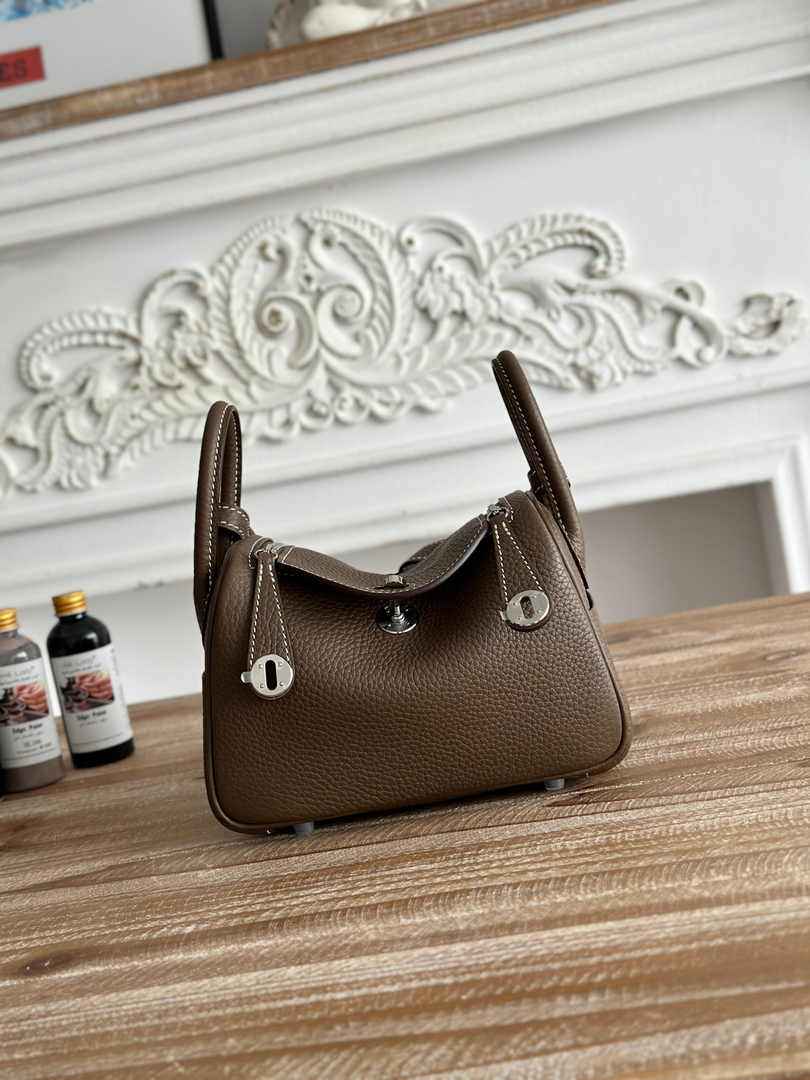 Hermes Lindy Mini Bag Togo Leather Gray Silver H68603