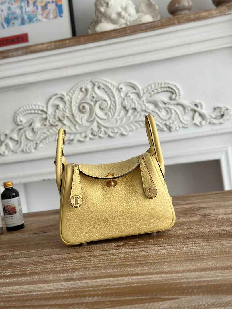 Hermes Lindy Mini Bag Togo Leather Light Yellow Gold H68604