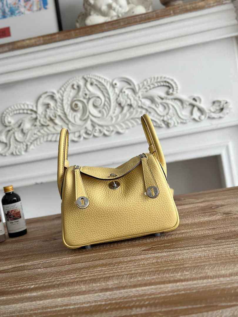 Hermes Lindy Mini Bag Togo Leather Light Yellow Silver H68605