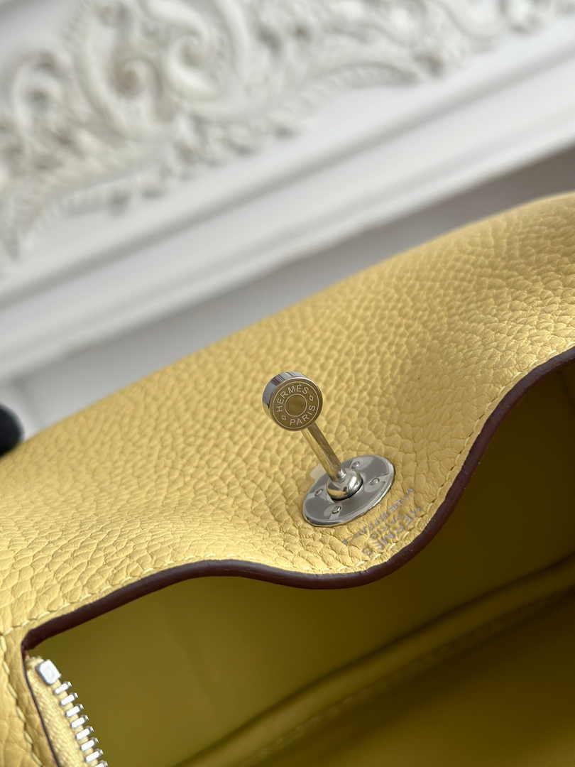 Hermes Lindy Mini Bag Togo Leather Light Yellow Silver H68605