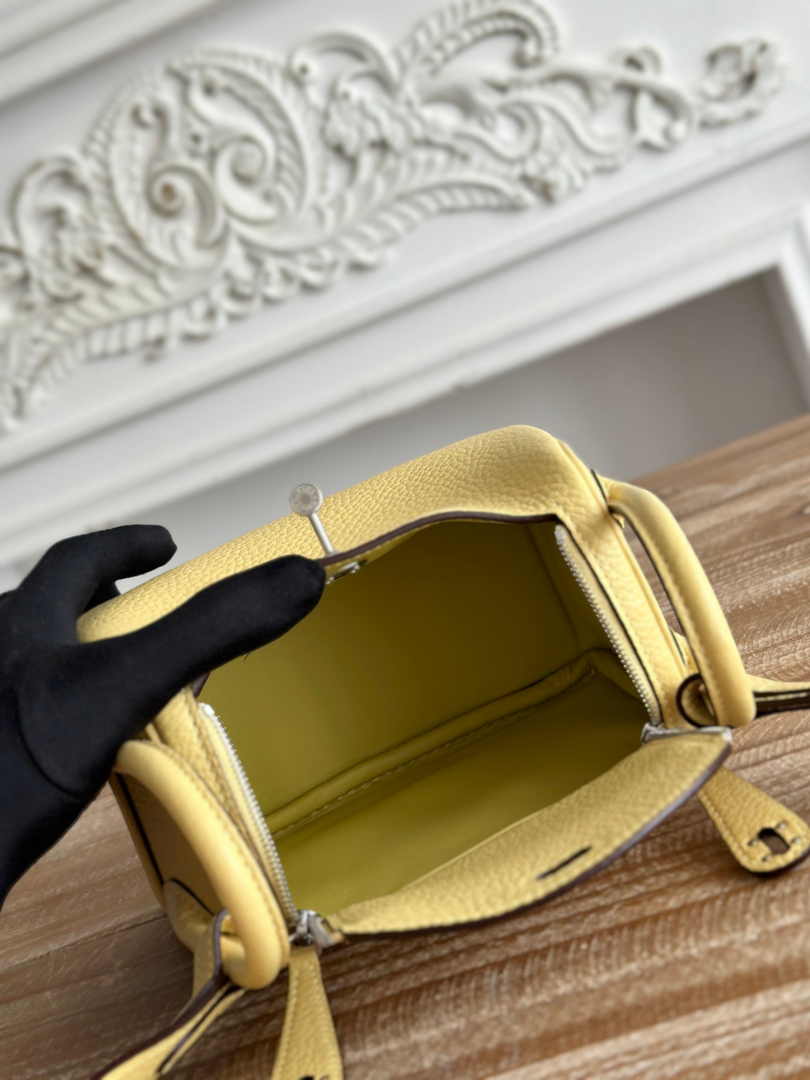 Hermes Lindy Mini Bag Togo Leather Light Yellow Silver H68605