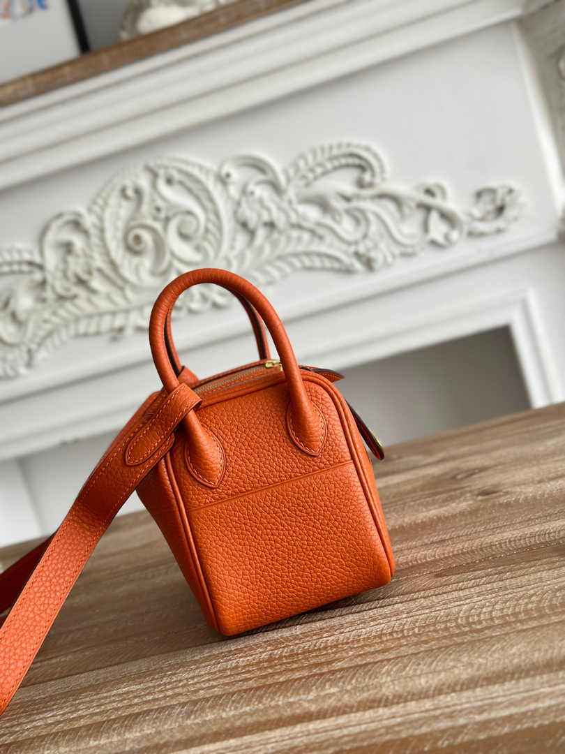 Hermes Lindy Mini Bag Togo Leather Orange Gold H68606