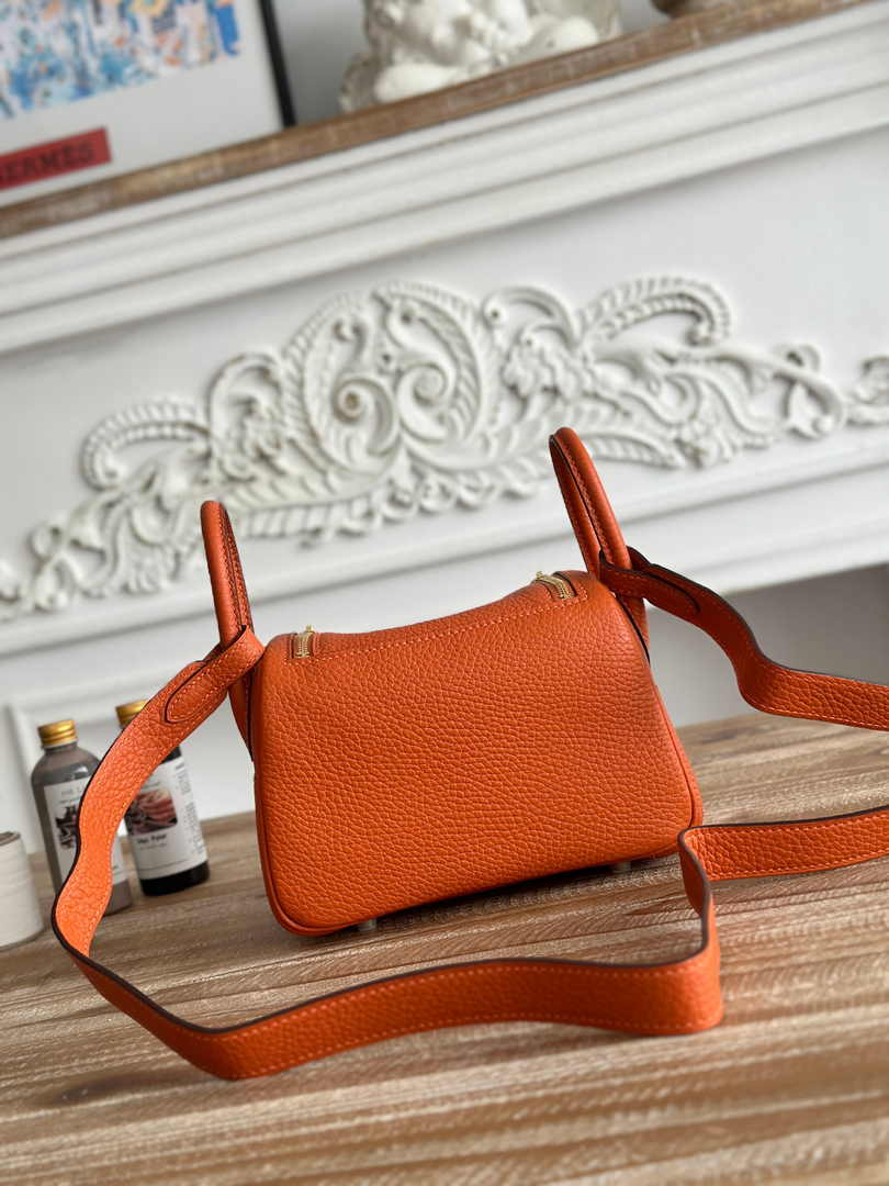 Hermes Lindy Mini Bag Togo Leather Orange Gold H68606