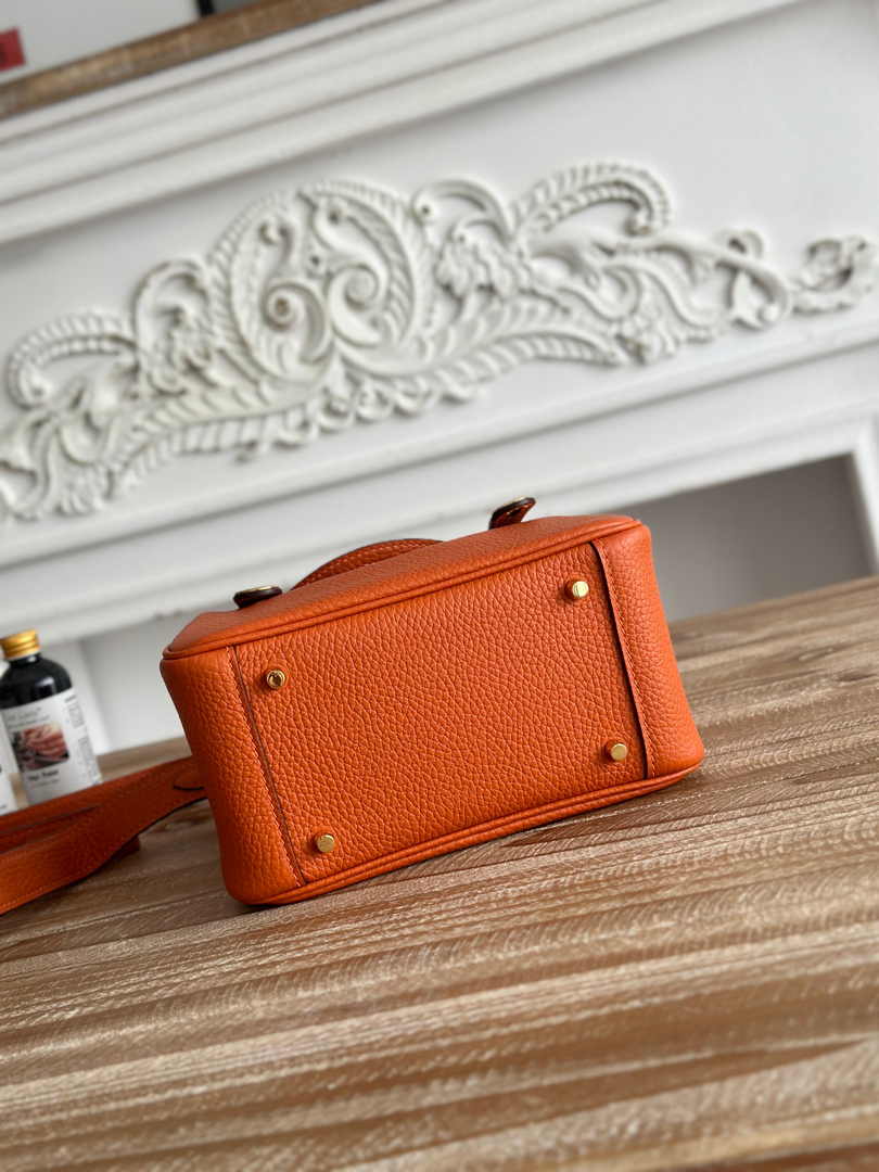 Hermes Lindy Mini Bag Togo Leather Orange Gold H68606