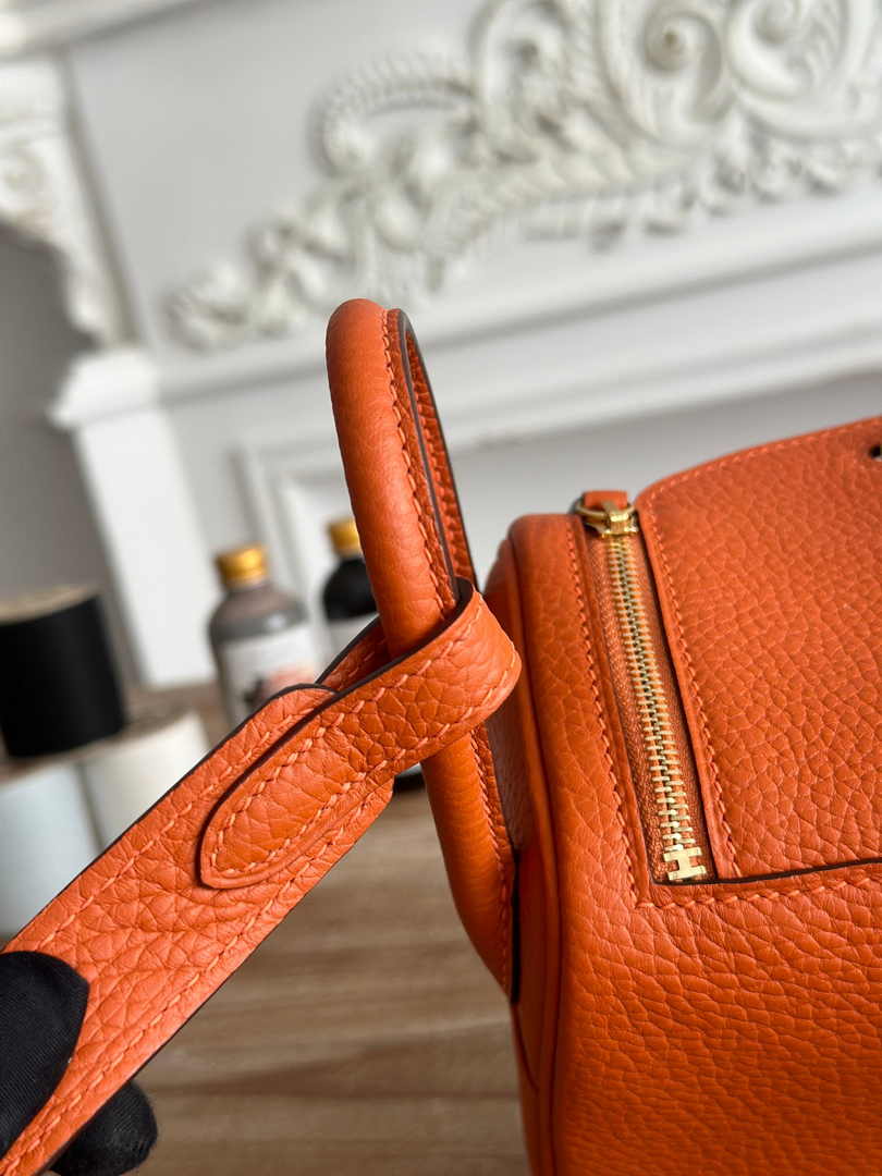 Hermes Lindy Mini Bag Togo Leather Orange Gold H68606