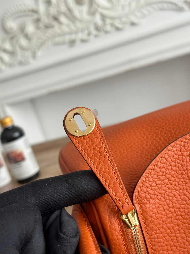 Hermes Lindy Mini Bag Togo Leather Orange Gold H68606