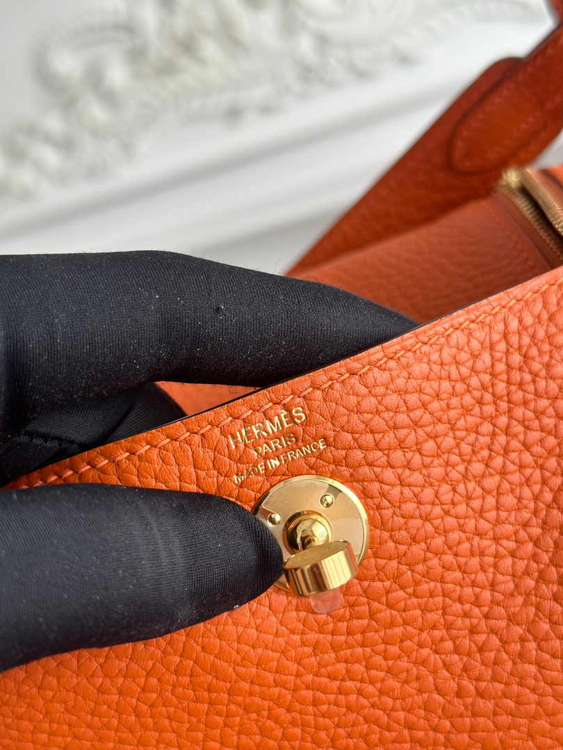 Hermes Lindy Mini Bag Togo Leather Orange Gold H68606