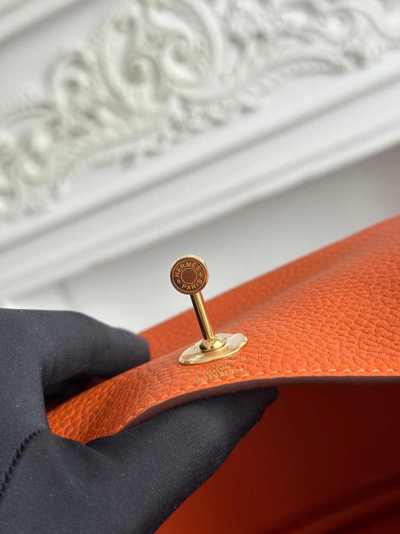 Hermes Lindy Mini Bag Togo Leather Orange Gold H68606