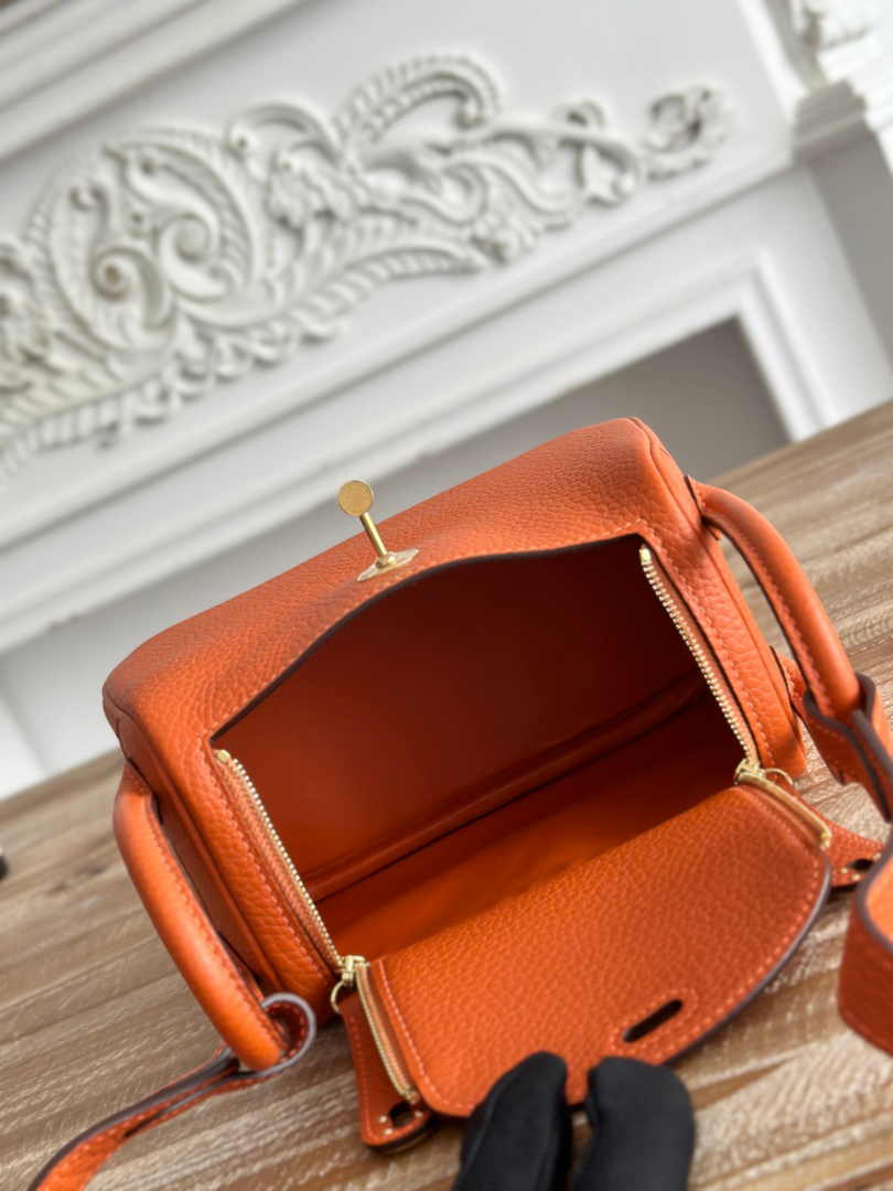 Hermes Lindy Mini Bag Togo Leather Orange Gold H68606