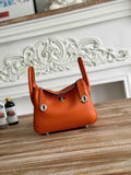 Hermes Lindy Mini Bag Togo Leather Orange Silver H68607