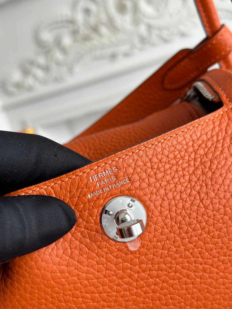 Hermes Lindy Mini Bag Togo Leather Orange Silver H68607