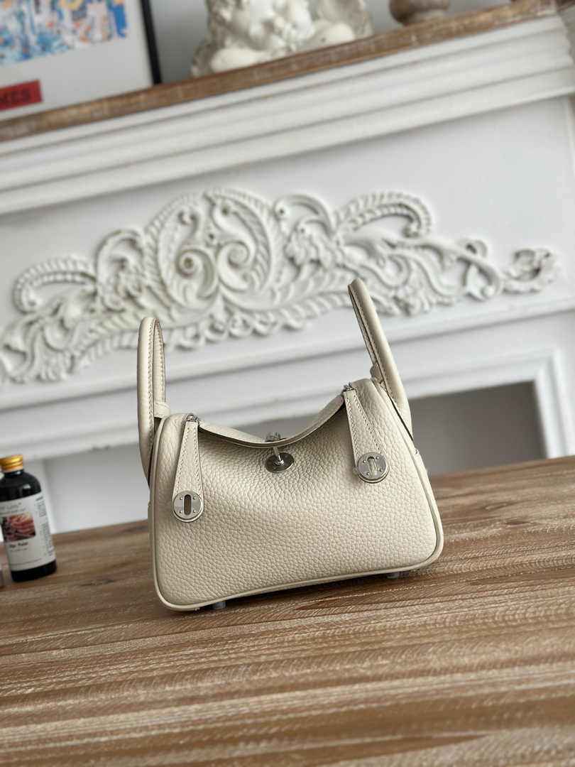 Hermes Lindy Mini Bag Togo Leather Beige Silver H68609
