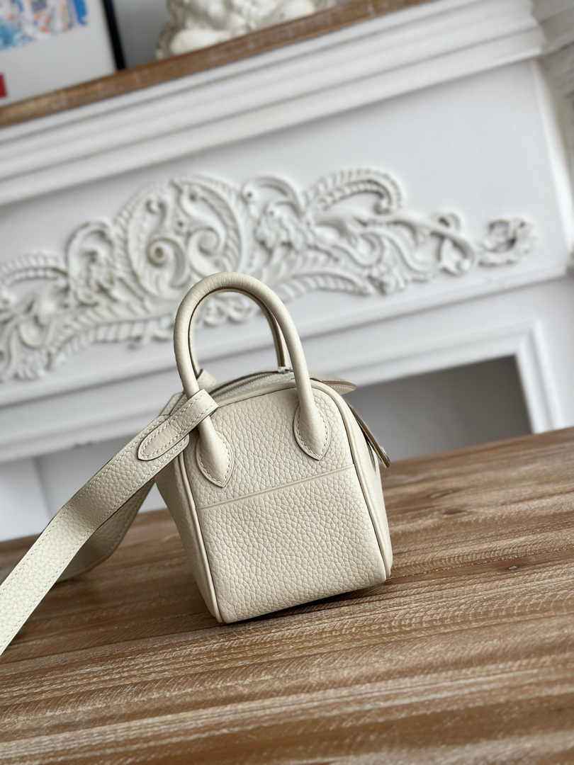 Hermes Lindy Mini Bag Togo Leather Beige Silver H68609