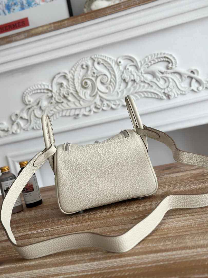 Hermes Lindy Mini Bag Togo Leather Beige Silver H68609