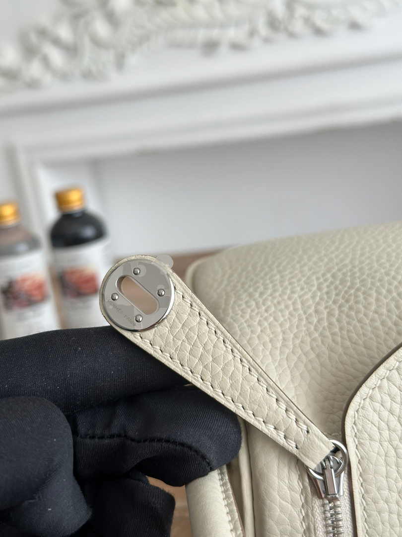 Hermes Lindy Mini Bag Togo Leather Beige Silver H68609