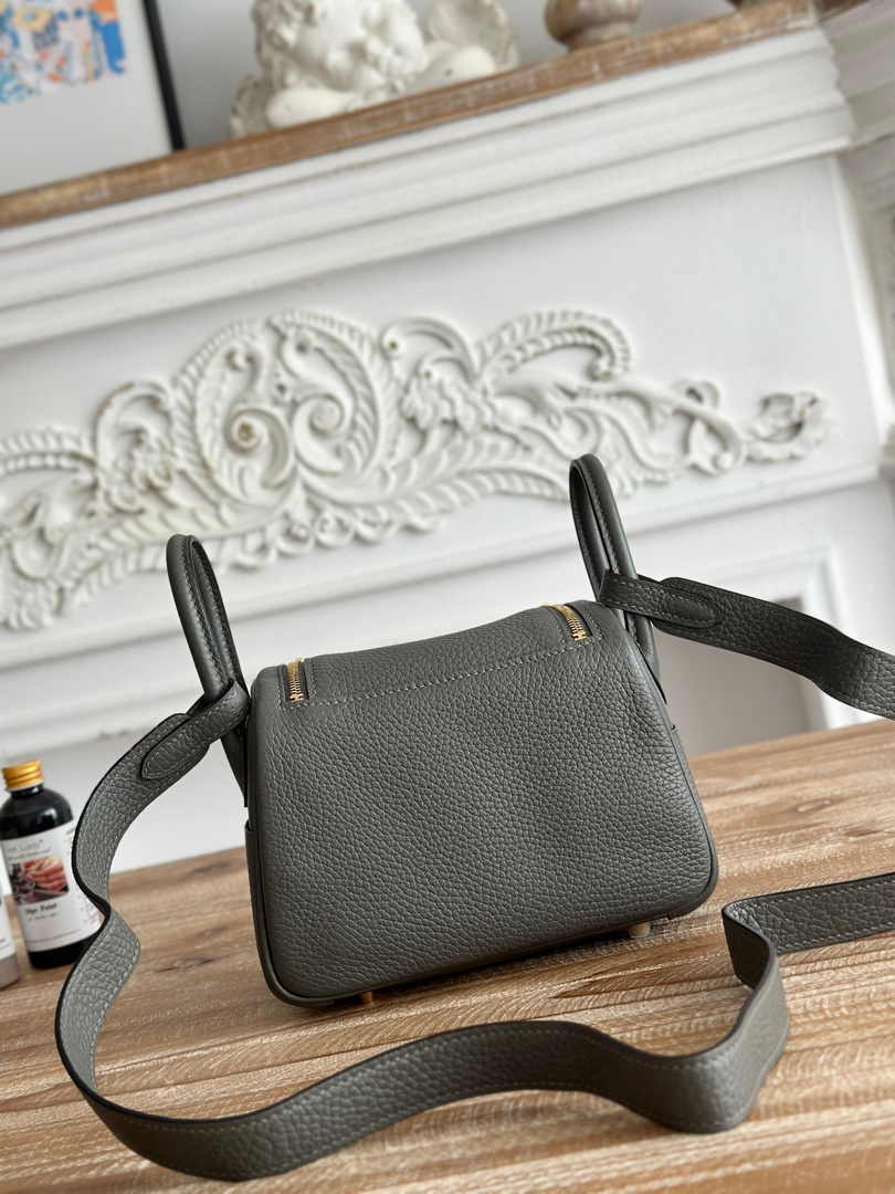 Hermes Lindy Mini Bag Togo Leather Gold Gray H68611