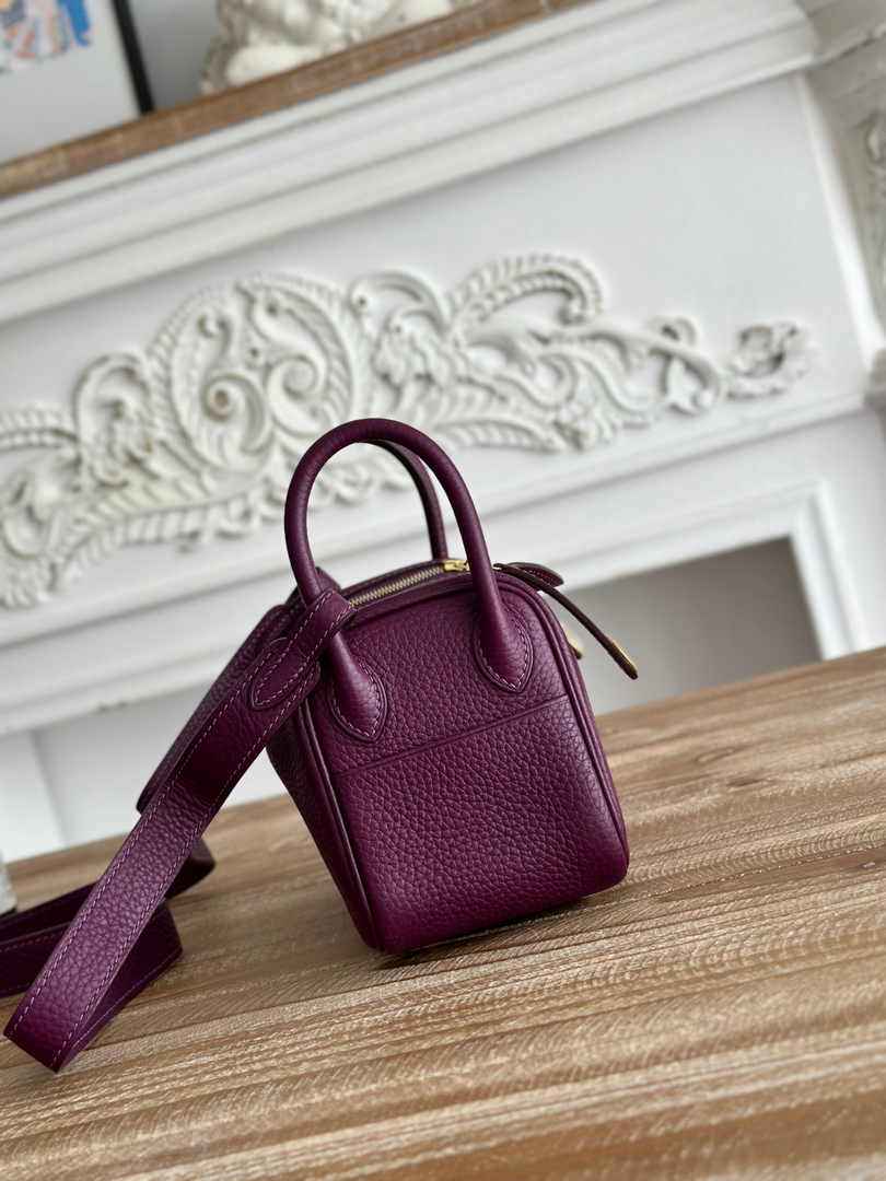 Hermes Lindy Mini Bag Togo Leather Purple Gold H68613