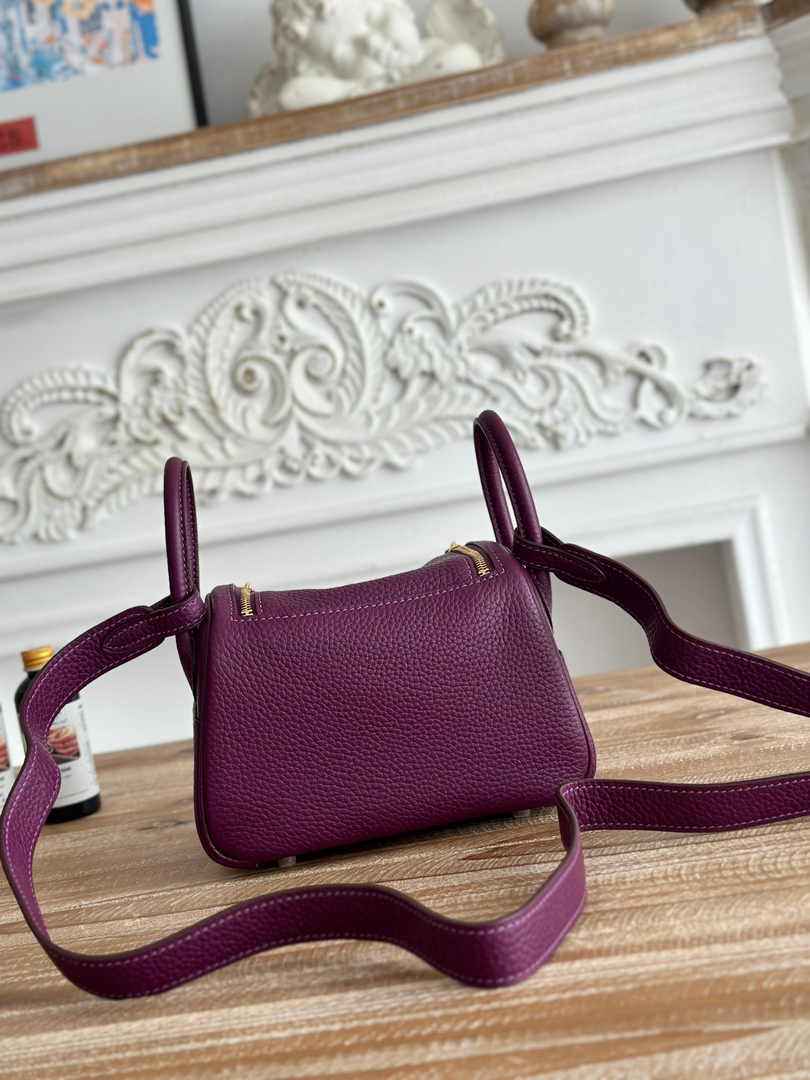 Hermes Lindy Mini Bag Togo Leather Purple Gold H68613
