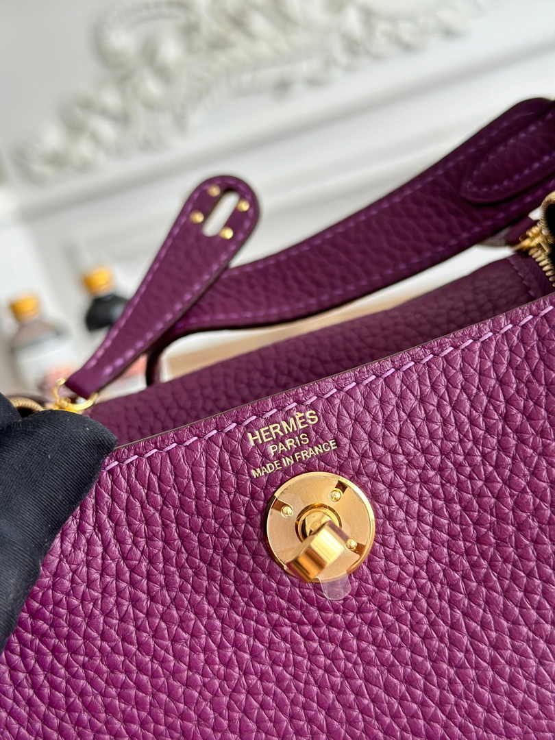 Hermes Lindy Mini Bag Togo Leather Purple Gold H68613