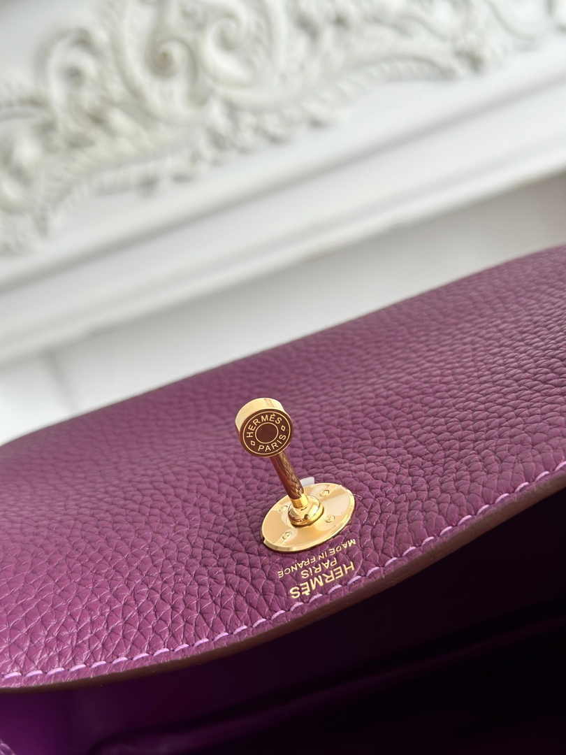 Hermes Lindy Mini Bag Togo Leather Purple Gold H68613