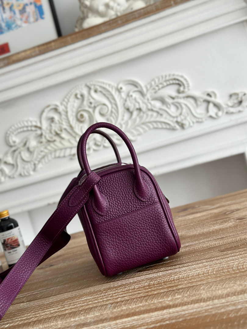 Hermes Lindy Mini Bag Togo Leather Purple Silver H68614