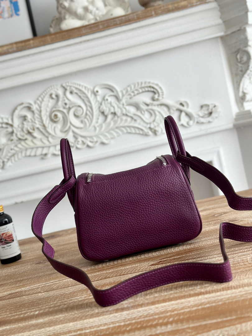 Hermes Lindy Mini Bag Togo Leather Purple Silver H68614