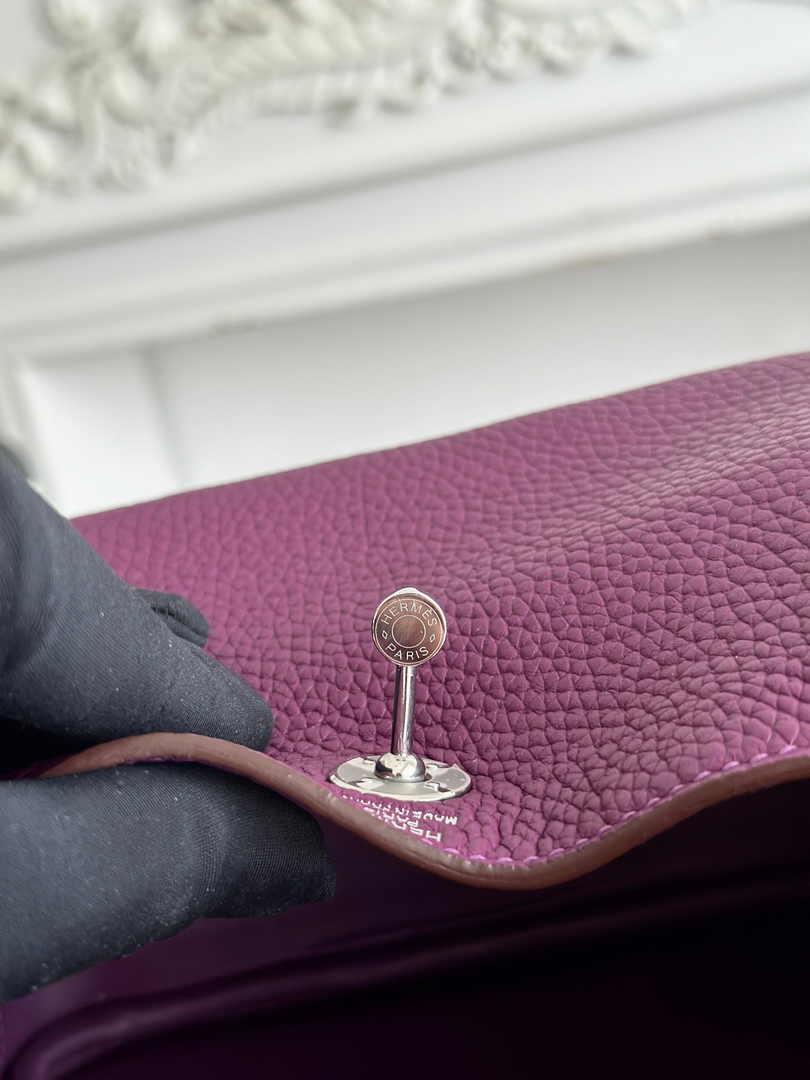 Hermes Lindy Mini Bag Togo Leather Purple Silver H68614