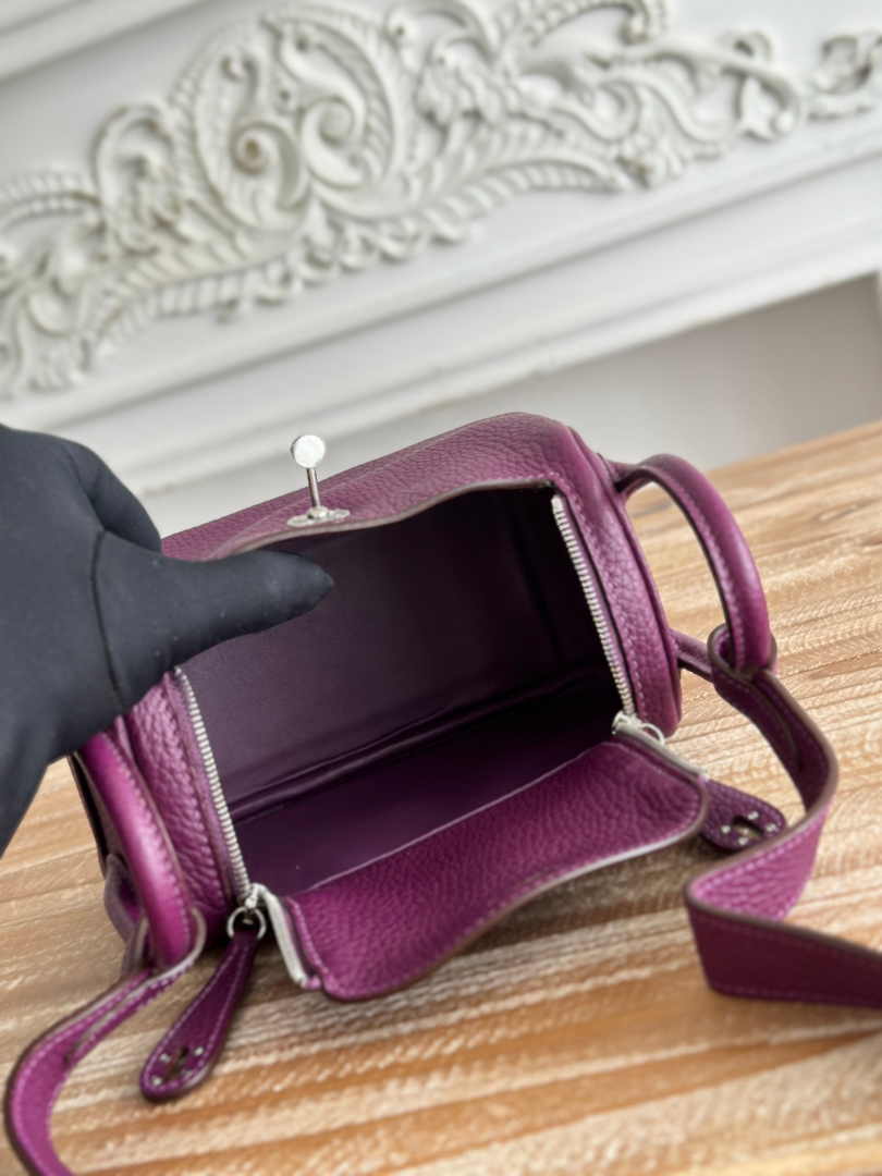 Hermes Lindy Mini Bag Togo Leather Purple Silver H68614