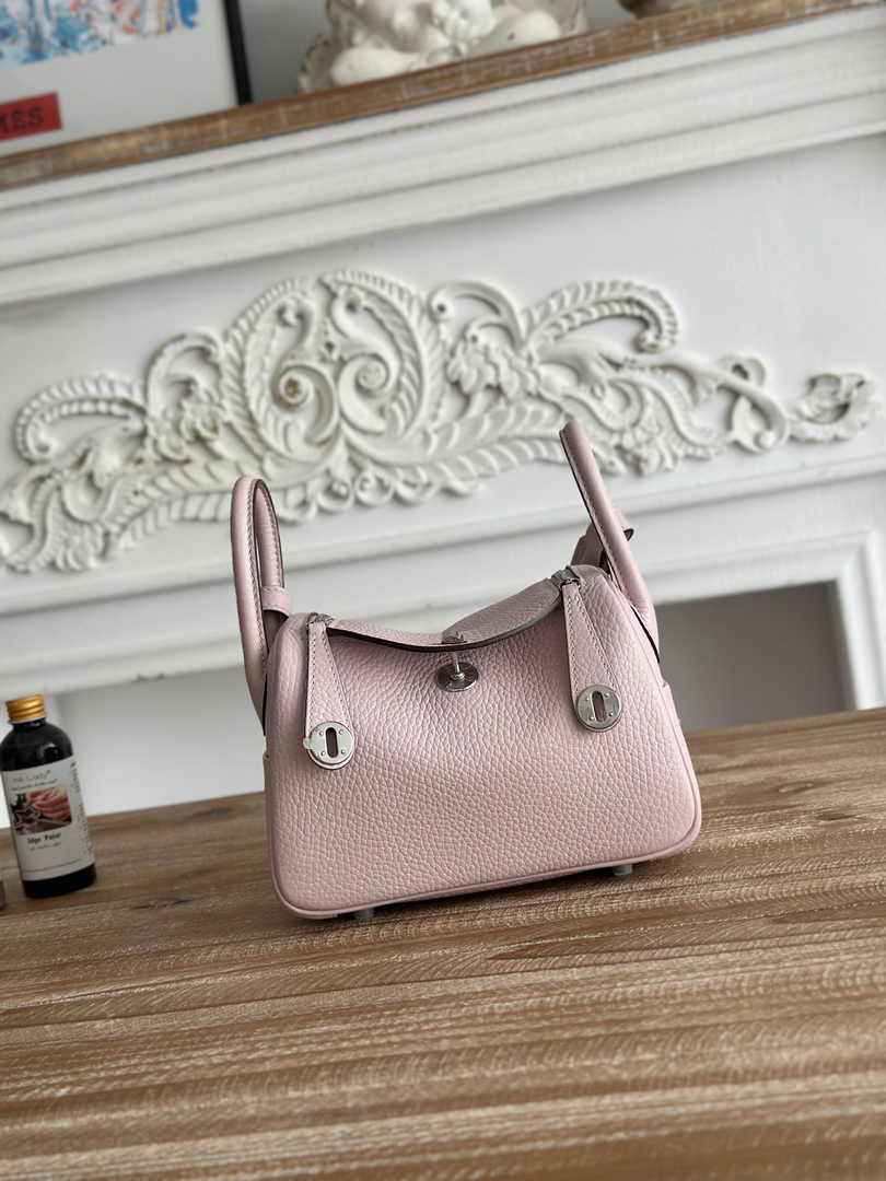 Hermes Lindy Mini Bag Togo Leather Light Pink Purple Silver H68616