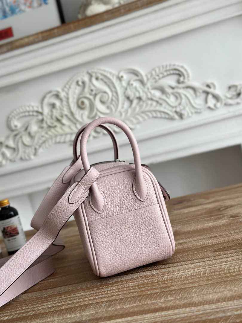Hermes Lindy Mini Bag Togo Leather Light Pink Purple Silver H68616