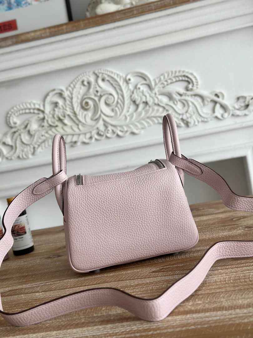 Hermes Lindy Mini Bag Togo Leather Light Pink Purple Silver H68616