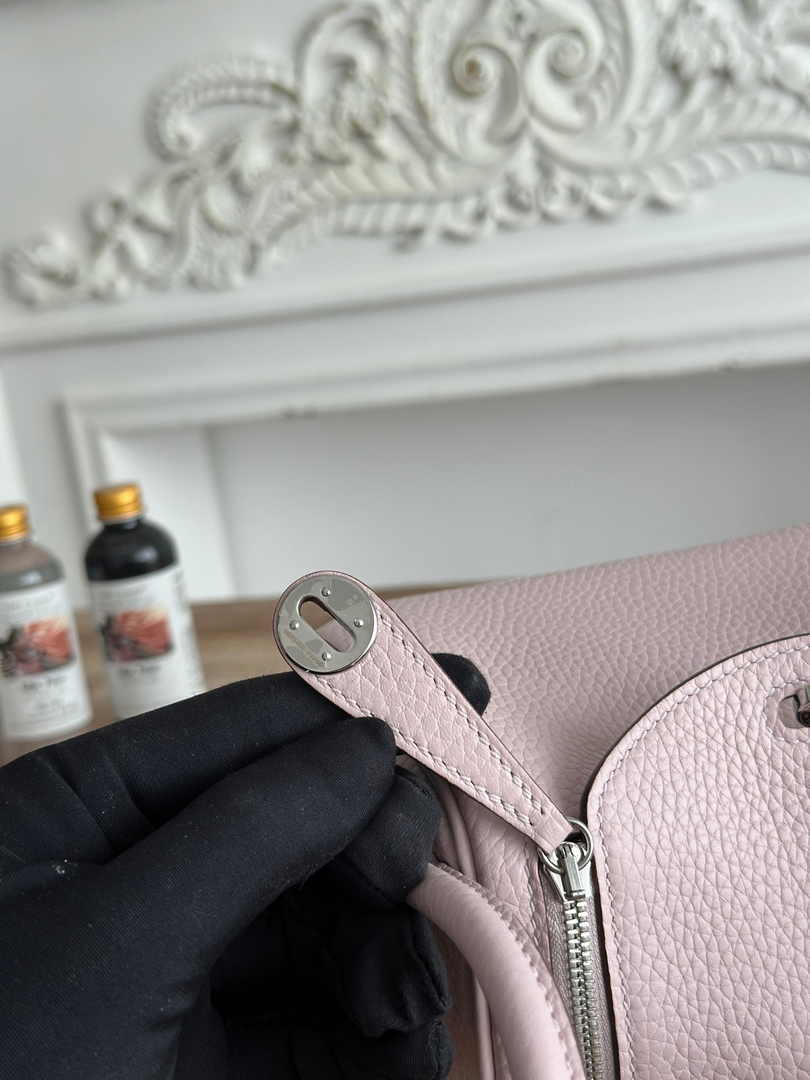 Hermes Lindy Mini Bag Togo Leather Light Pink Purple Silver H68616