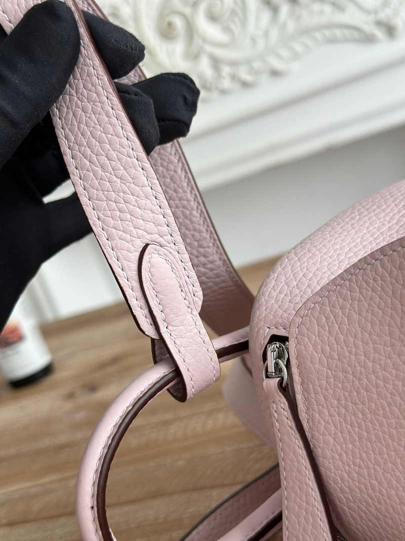 Hermes Lindy Mini Bag Togo Leather Light Pink Purple Silver H68616