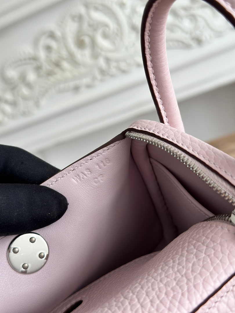 Hermes Lindy Mini Bag Togo Leather Light Pink Purple Silver H68616