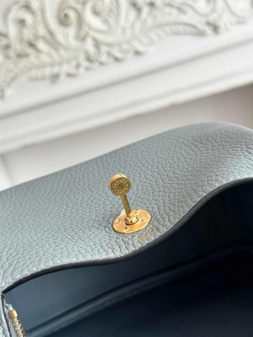 Hermes Lindy Mini Bag Togo Leather Light Blue Gold H68618