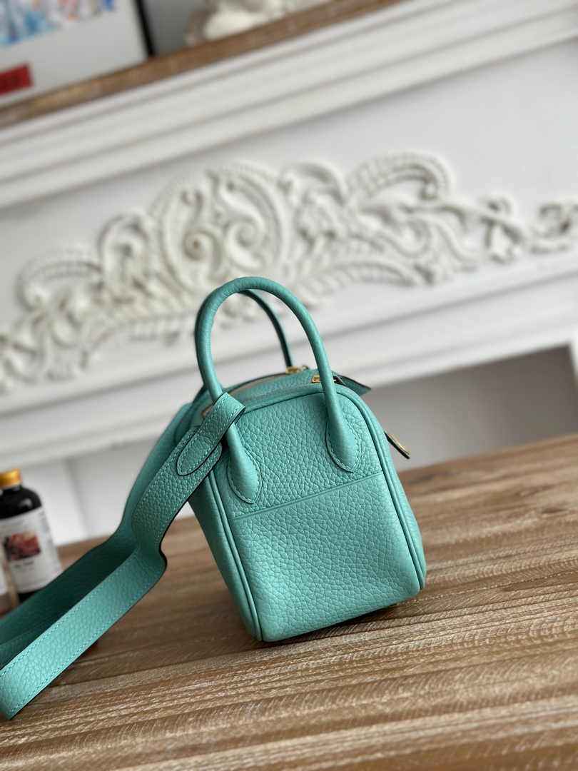 Hermes Lindy Mini Bag Togo Leather Blue Green Gold H68619