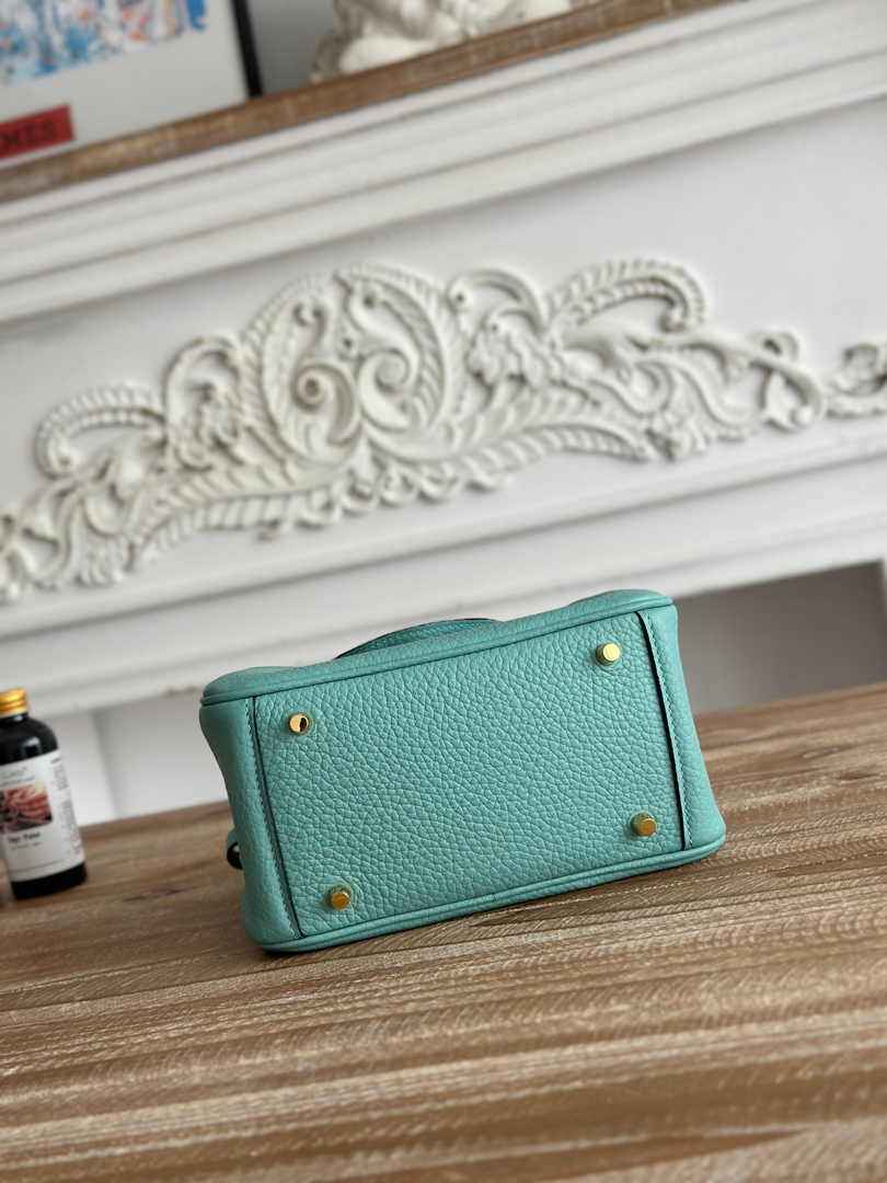 Hermes Lindy Mini Bag Togo Leather Blue Green Gold H68619