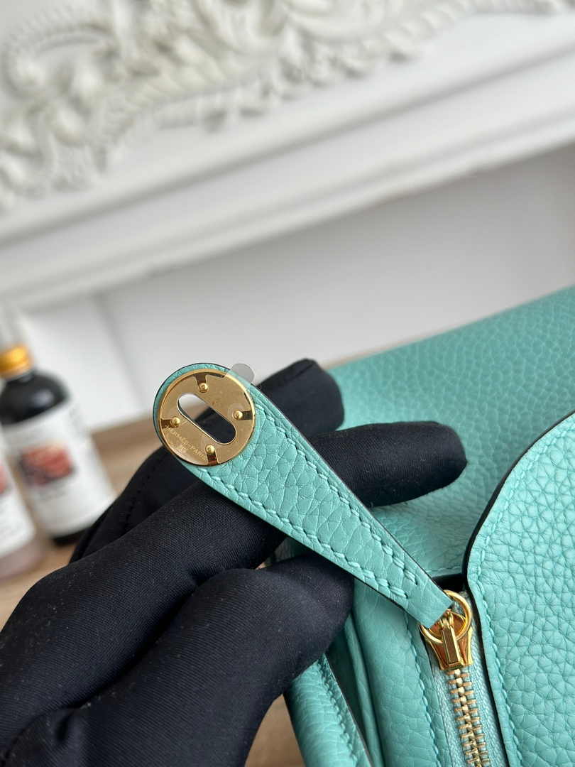 Hermes Lindy Mini Bag Togo Leather Blue Green Gold H68619